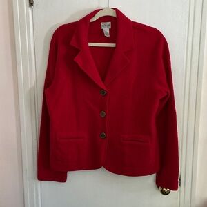 Chico's 1 Classic Red Blazer S 100%Wool